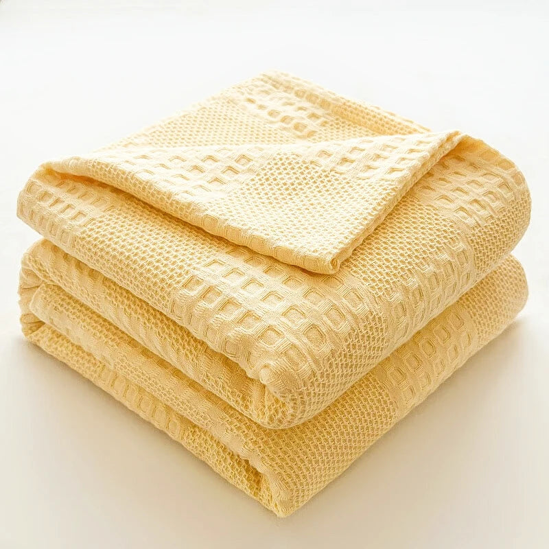 Cotton Throw Blanket Soft Breathable Waffle Blanket for Twin Queen King Bed Decorative Plaid Sofa Blankets Summer Throws