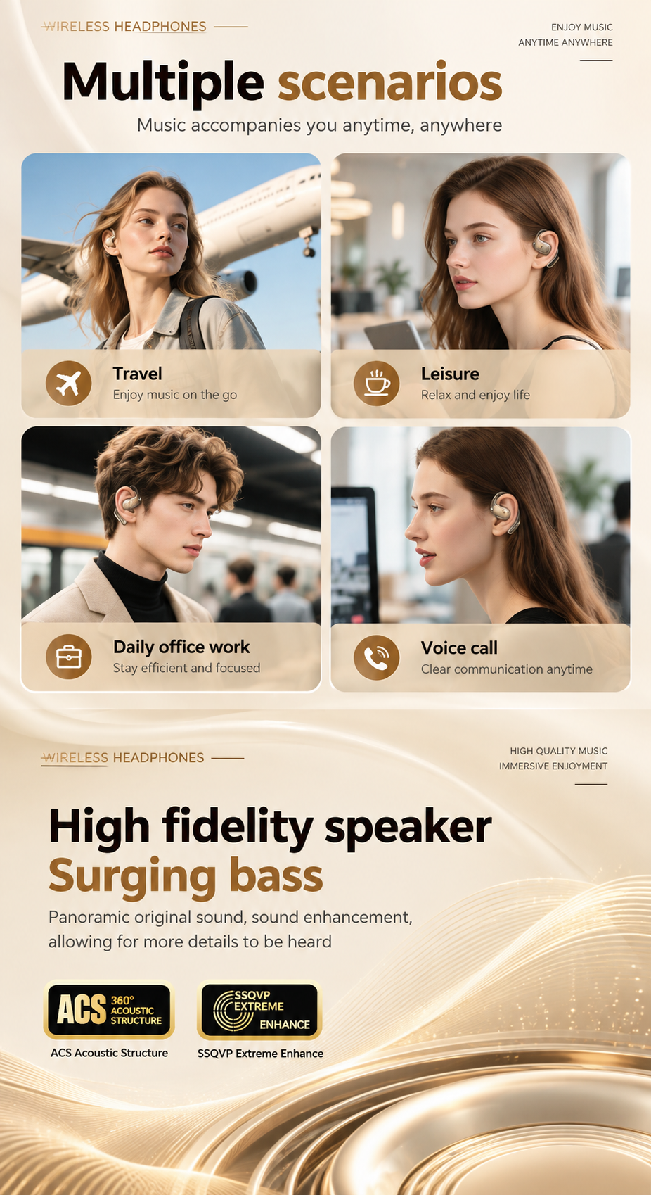 Synom AirFit™ Open-Ear Bluetooth Headphones – Secure Fit, Powerful Sound & All-Day Comfort