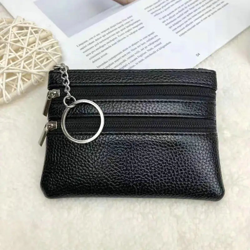 Women's Small Change Money Bags Pocket Wallets Key Holder Case Mini Functional Pouch Zipper Card Wallet PU Leather Coin Purses