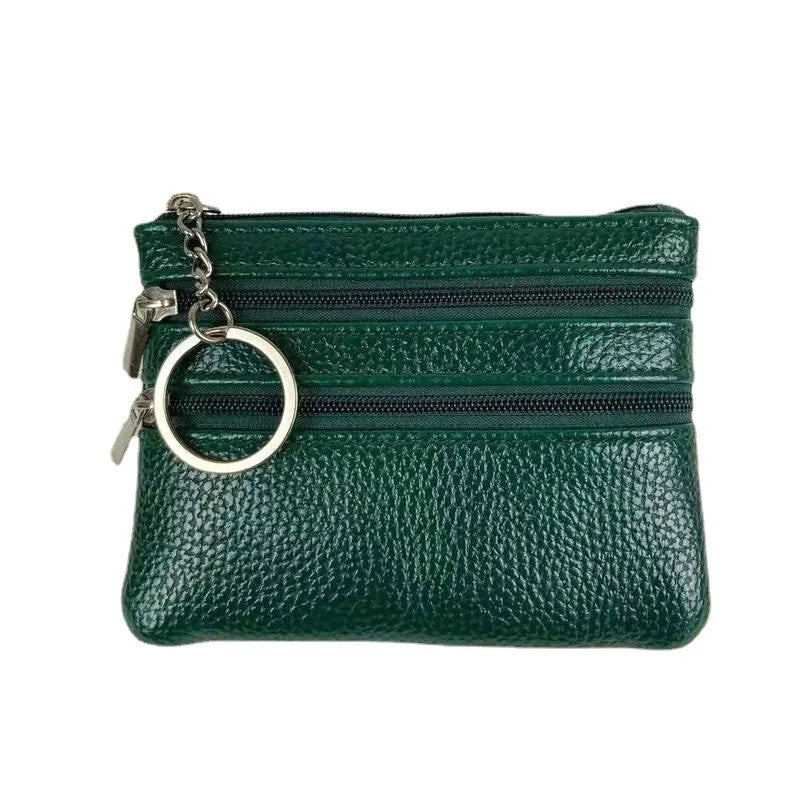 Women's Small Change Money Bags Pocket Wallets Key Holder Case Mini Functional Pouch Zipper Card Wallet PU Leather Coin Purses