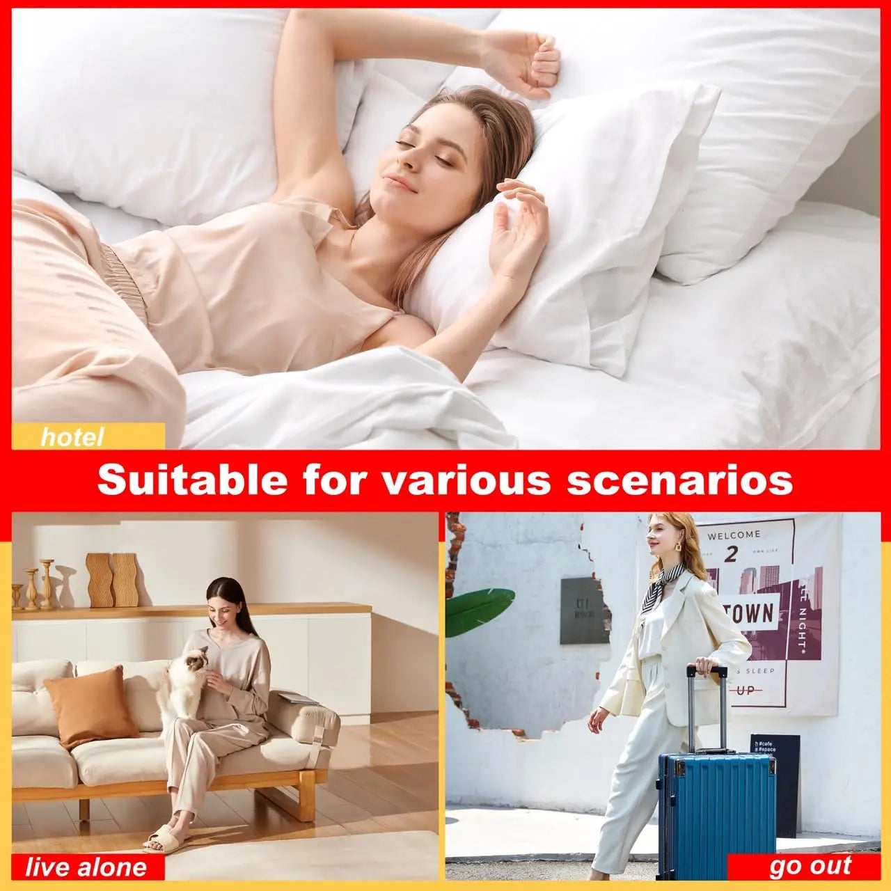 Suction Cup Door Lock Portable Alarm Door Stopper Anti-Theft Self-Defense Security Alarm Door Stoppers for Home Travel Bedroom