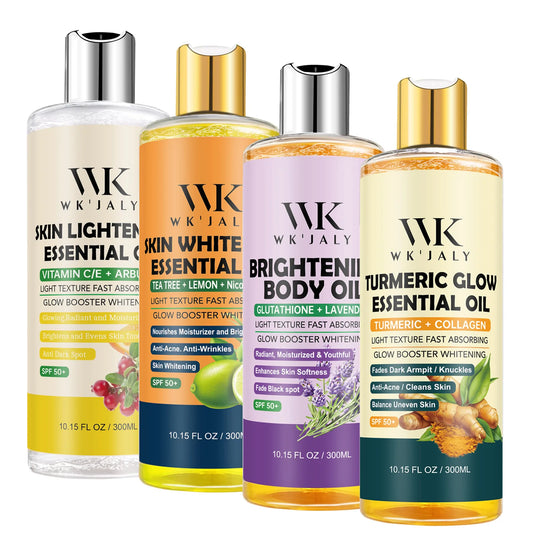 WK JALY Lightening Body Oil, Deeply Moisturizing, Hydration, Smooth Skin, Reduce Spots, Melanin, for Dark, Black, Caramel Skin