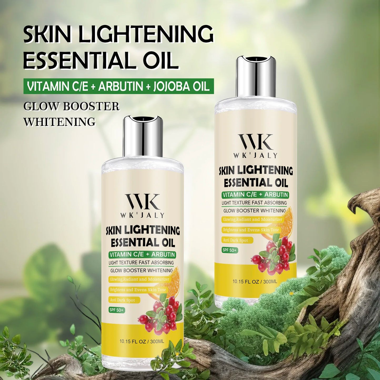 WK JALY Lightening Body Oil, Deeply Moisturizing, Hydration, Smooth Skin, Reduce Spots, Melanin, for Dark, Black, Caramel Skin