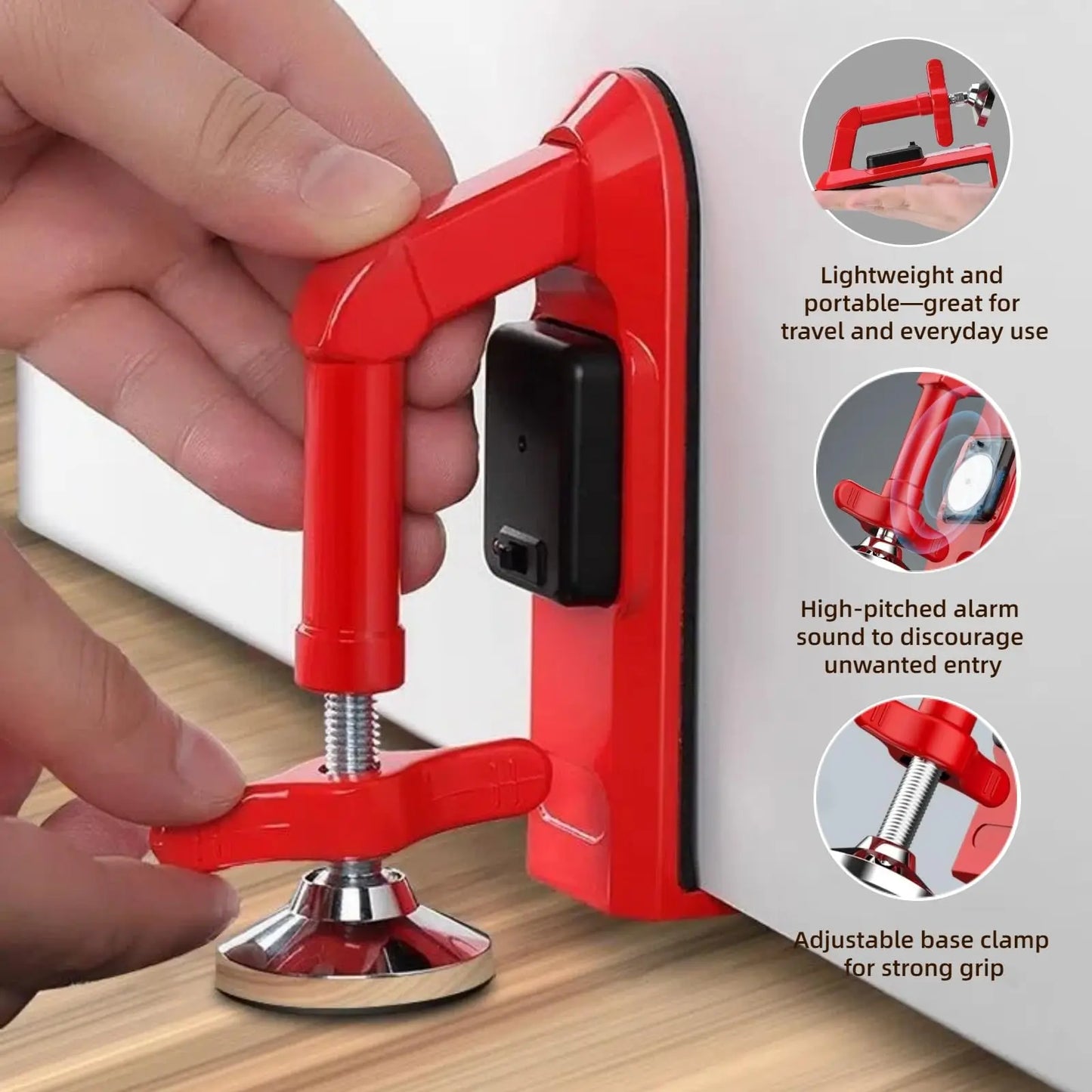 Suction Cup Door Lock Portable Alarm Door Stopper Anti-Theft Self-Defense Security Alarm Door Stoppers for Home Travel Bedroom