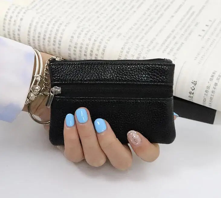 Women's Small Change Money Bags Pocket Wallets Key Holder Case Mini Functional Pouch Zipper Card Wallet PU Leather Coin Purses