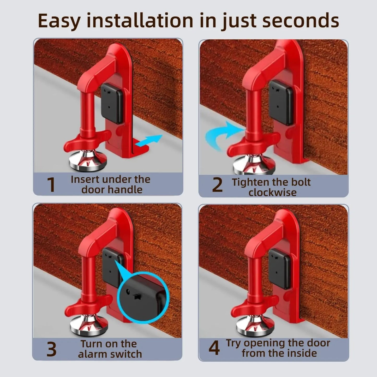 Suction Cup Door Lock Portable Alarm Door Stopper Anti-Theft Self-Defense Security Alarm Door Stoppers for Home Travel Bedroom